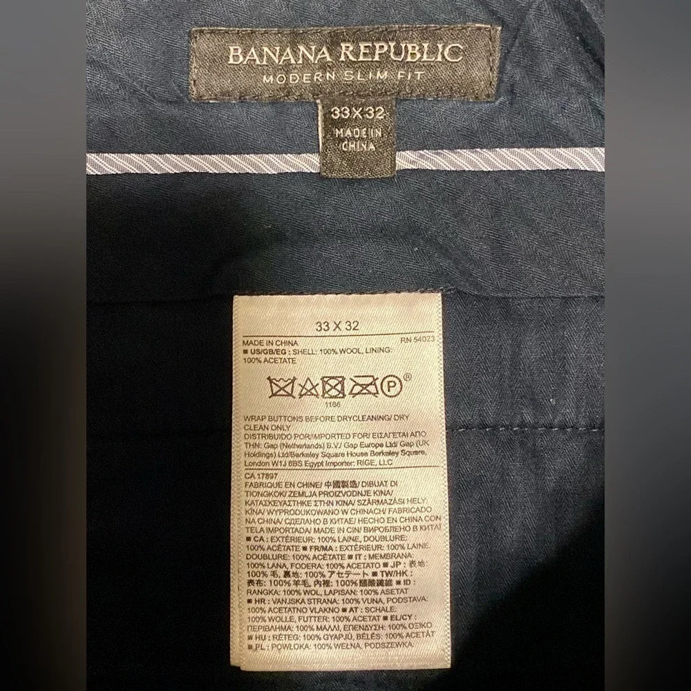 Banana Republic Men's Blue Modern Slim Fit Dress Pants